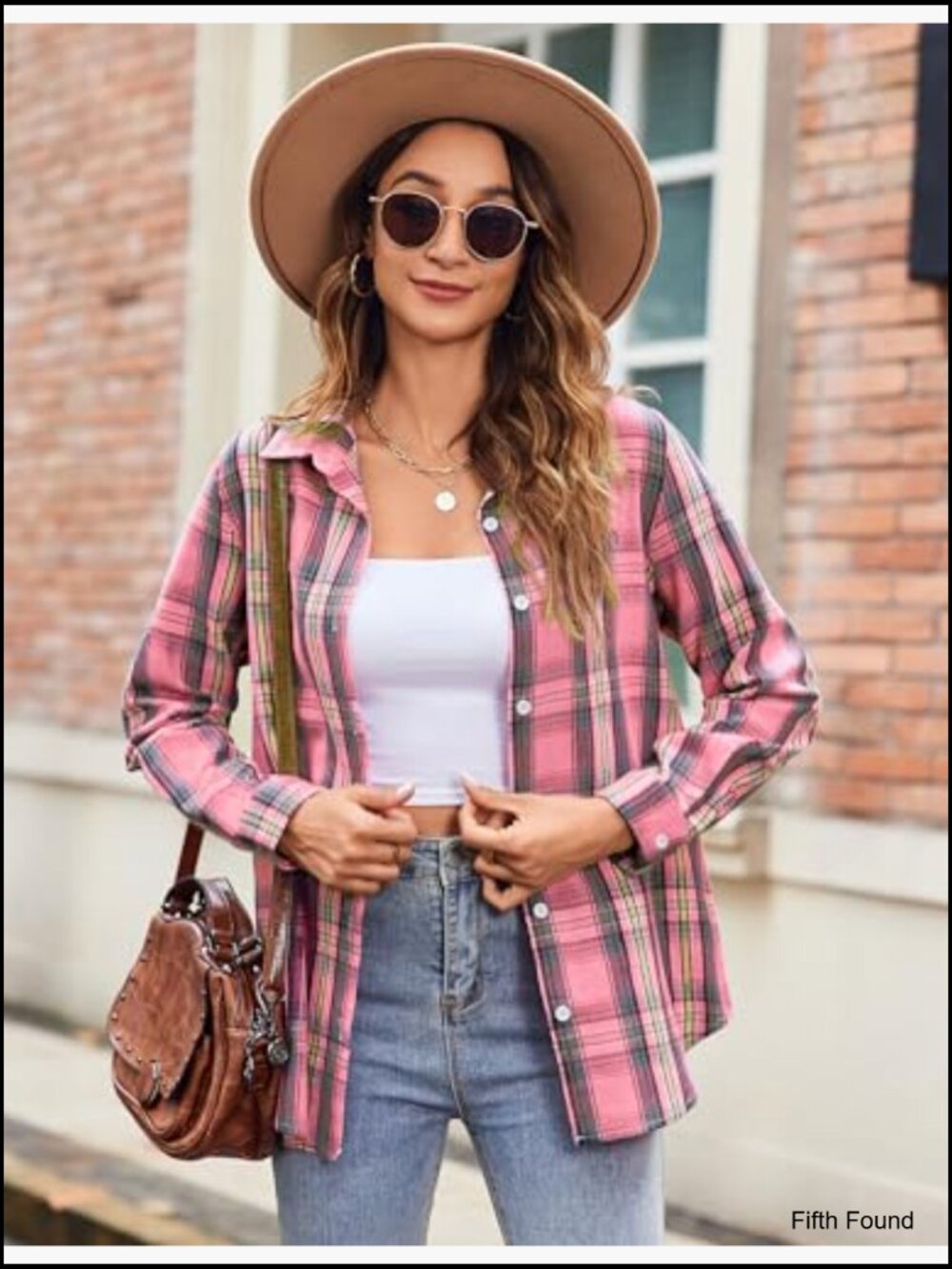 Women's Flannel Button Down Shirt Long Sleeve Plaid Casual Work Top - Picture 2 of 6